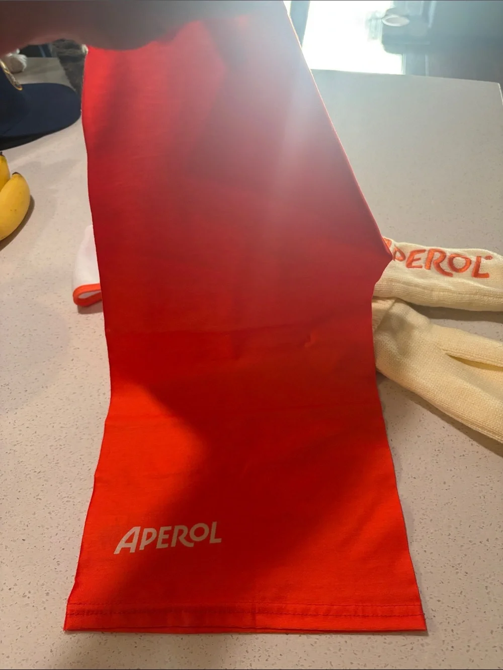 Aperol Orange & Cream Neck Gaiter, Mittens, and Headband Set